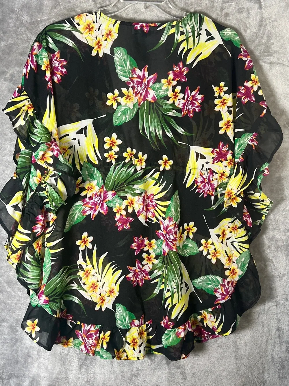 Men's Black Tropical Swim Cover-Up